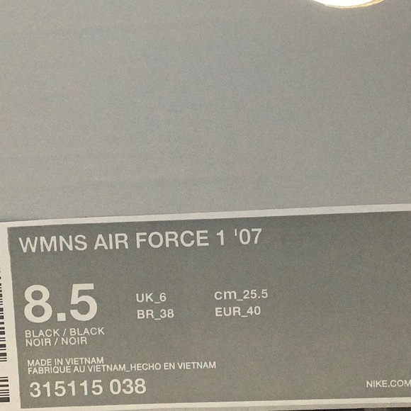 NWT Nike Air Force 1’07 Leather Black W AUTHENTIC - Picture 8 of 8